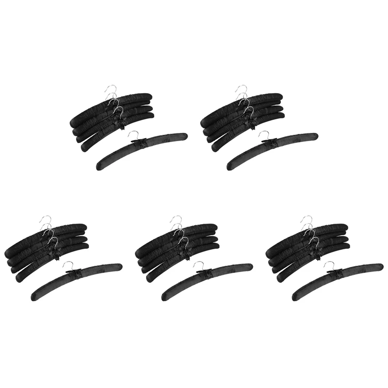 

17 Inch Large Satin Padded Hangers,Silk Hangers For Wedding Dress Clothes,Coats,Suits,Blouse (Black,25 Pack)