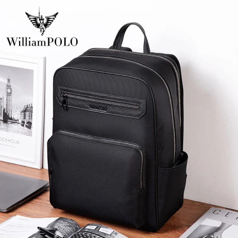 

Emperor Paul Men's Backpack Multi-Zipper Multifunctional Travel Laptop Bag Schoolbag Business Casual Men