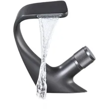 

Bathroom Basin Faucet Brass Sink Mixer Tap Hot & Cold Single Handle Unique Design Waterfall Deck Mounted Crane Grey/Black/Chrome
