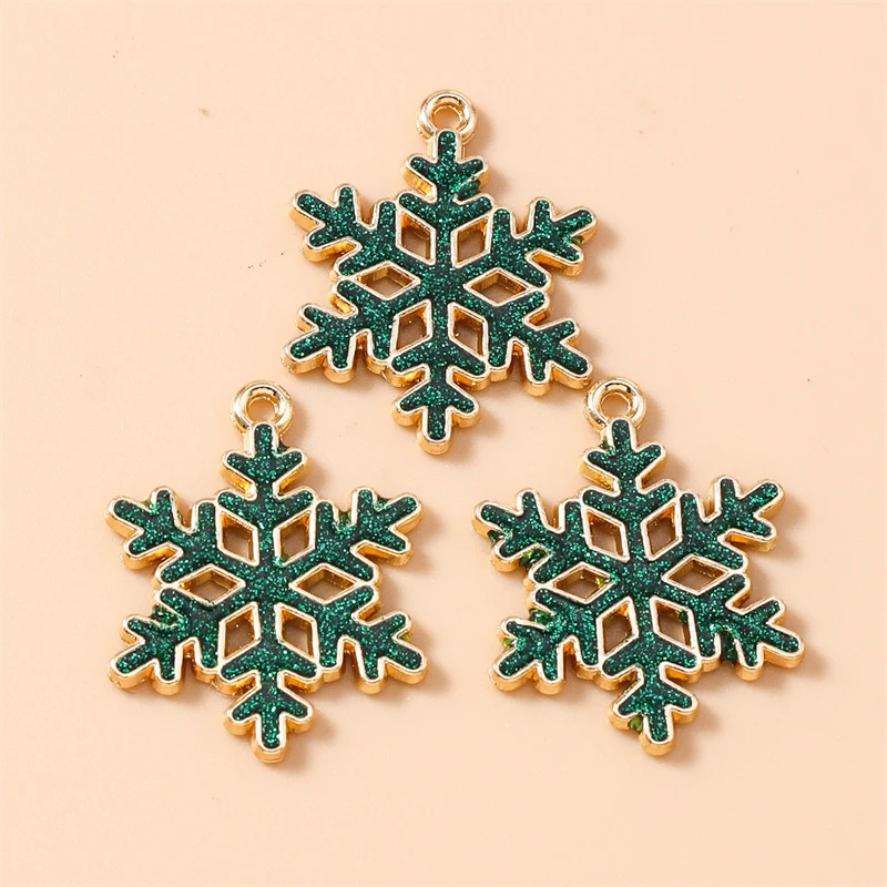 20 Stück 19 x 24 mm niedliche Emaille-Weihnachtsschneeflocken-Charms-Anhänger für Schmuckherstellung, Halsketten, Ohrringe, Armbänder, DIY-Bastelbedarf – Detail 7
