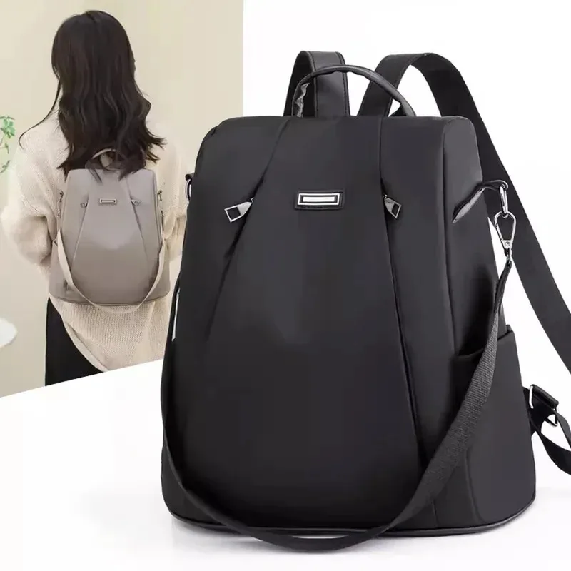 New Fashionable Women's Nylon Backpack Large Capacity Waterproof With Detachable Strap