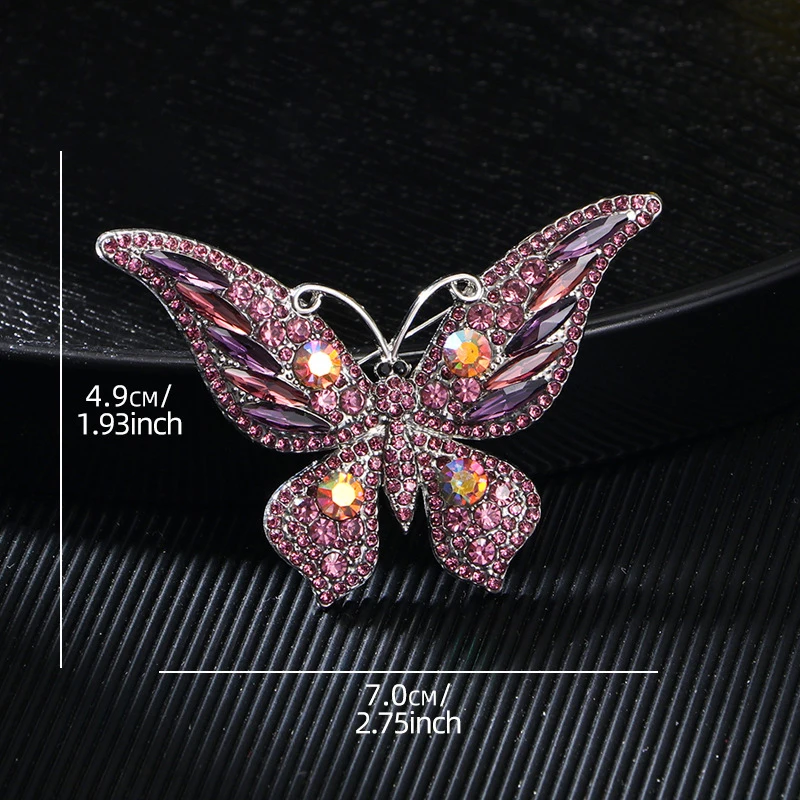 Colorful Butterfly Rhinestone Brooches For Women Shiny Crystal Lapel Pin Trendy Clothing Accessory Jewelry Wedding Party Gifts