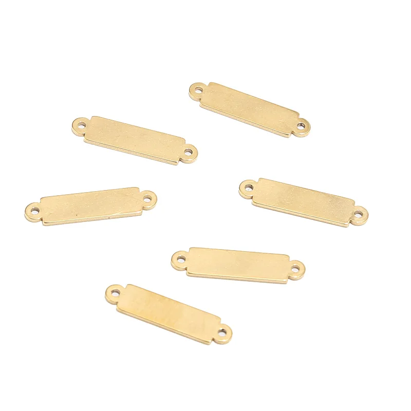 30pcs Gold Plated Stainless Steel Charm Rectangle Pendants Connectors For DIY Jewelry Necklaces Bracelets Making Findings