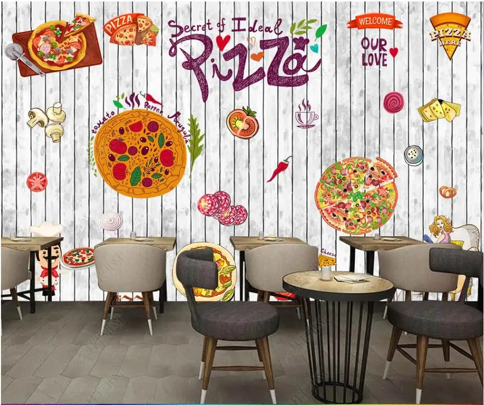 

custom mural photo wallpaper 3d A variety of delicious pizza fast food restaurants home decor wallpaper for walls 3d living room