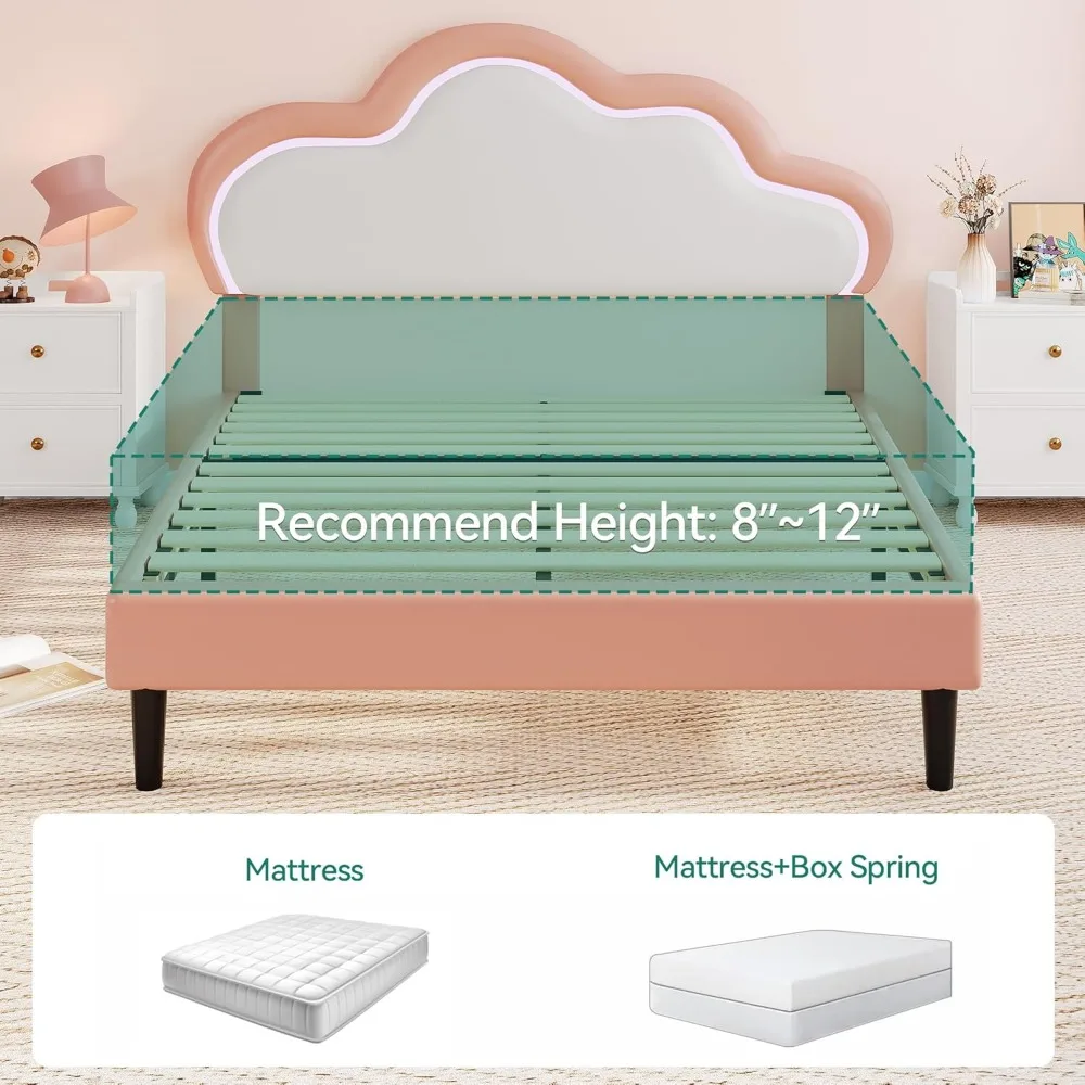 LED Light Upholstered Bed Frame image 5