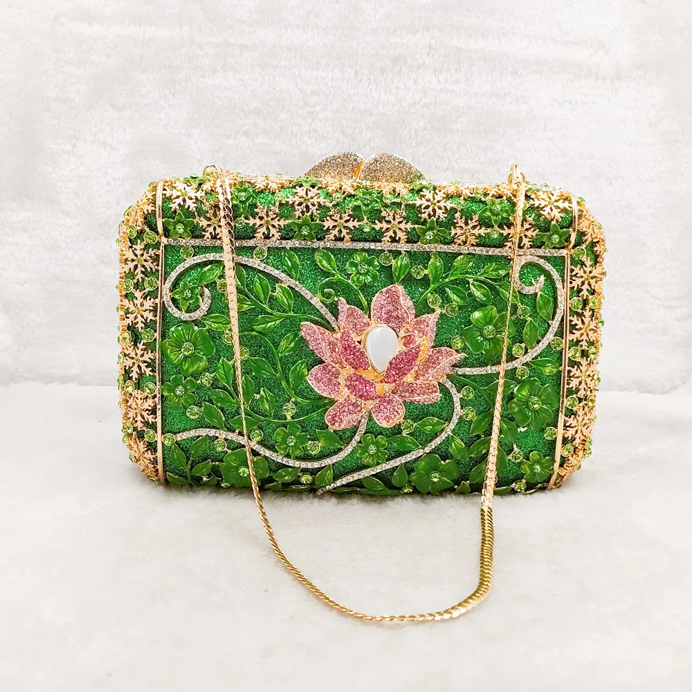 Dg Peafow Ryan Stone Cocktail Party Hand Bag Bride Wedding Clatch Bag Colore Verde Alla Moda New Lotus Evening Bag Dg1816