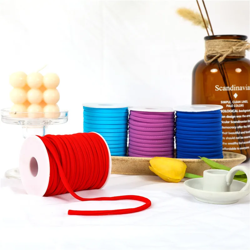 30colors 20m/roll 5mm plain colour Soft Lycra cord Stitched Elastic band rope milk fiber fabric Lycra stripe