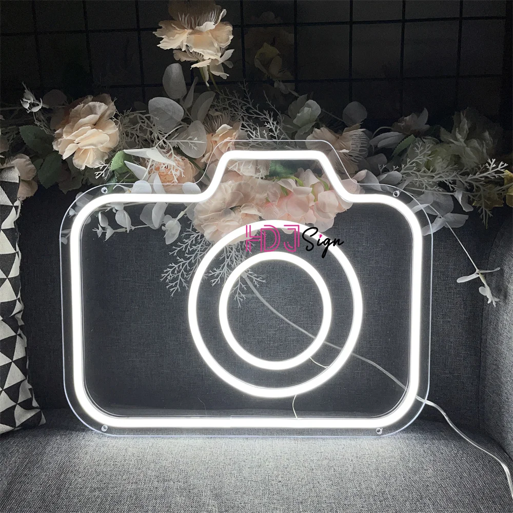 LED 네온 맞춤형 야간 조명, 로그인 룸 스토어 장식 카메라 네온 Led 조명 램프 사인 아트 벽걸이 장식 선물