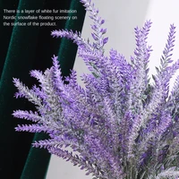 Artificial Flowers Flocked Plastic Lavender Bundle Fake Plants Wedding Bridle Bouquet Indoor Outdoor Home Kitchen Office Table 4