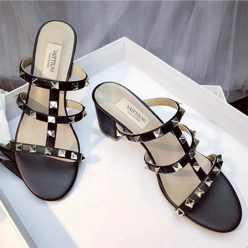 Luxury-Genuine-Leather-Sexy-Open-Toe-Flat-Sandals-Fashion-Rivet-Brand ...