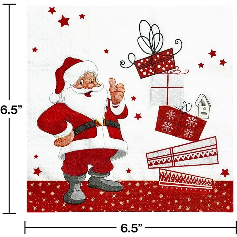 33*33cm 2-Ply White Background Red Father Christmas Printed Napkin Party Decoration Paper Placemat Butterfly Bart Paper 10/20pcs paper napkins
