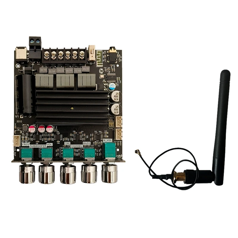 

Детская плата цифрового усилителя, 2,1 каналов, 2x200 Вт + 2,4 Вт, сабвуфер TPA3221, модуль усилителя Bluetooth с антенной G, 1 комплект