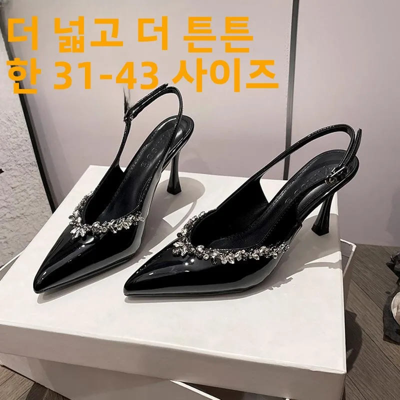 아름다운 포인티드 토 샌들 여성용 큰 사이즈 하이힐 편안한 와이드 풋 클로그 통기성 슬립온 슈즈 플러스 사이즈용