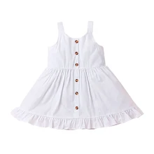 

Summer Girls Dresses White Suspender Skirt Kids Clothes A-line Casual Dress for Beach Breathable New Items 2022 for Children