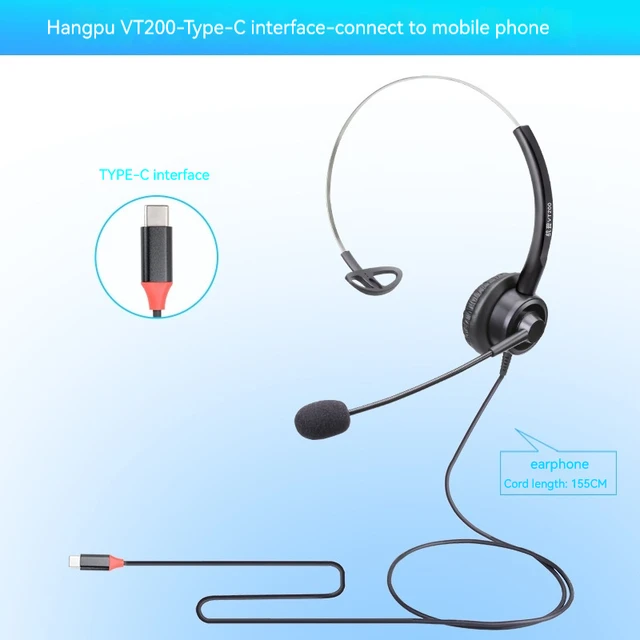 Hands-Free Call Center Office Noise Cancelling 3.5Mm Type C Usb Crystal Plug Headset Headphone Clear Sharp Voice Communication - Image 3