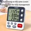 3 Channels Kitchen Timer 100 Hours Countdown Timer For Shower Study Stopwatch 3-Alarms Reminder Clock with Bracket/Magnet/Hole 2