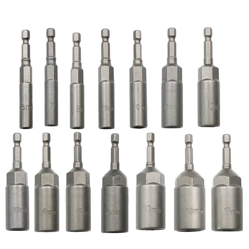 

Driver Drill Hex Impact Socket Adapter Screwdrivers Bits Steel 80Mm Length Screwdrivers Bits 6-19Mm Quick Adapter