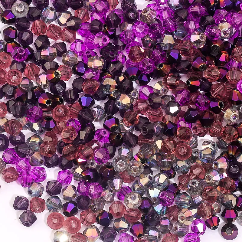 100Pcs 4MM Faceted Crystal Glass Bicone Beads for Jewelry Making and DIY Crafts