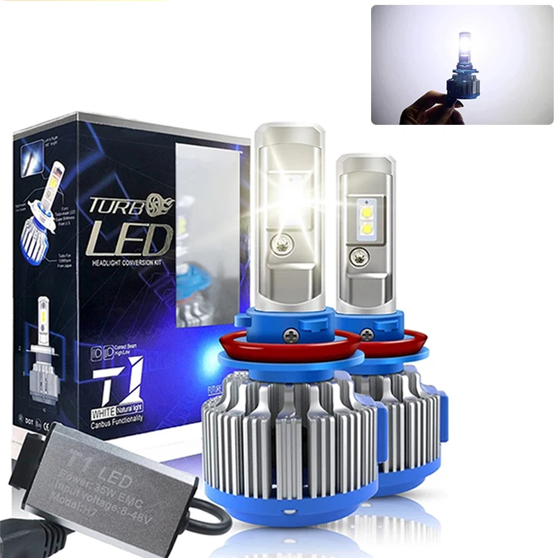 

2PCS T1 H4 Led Headlight H1 H3 H7 H11 H13 9004 9005 9006 9007 881 70W 7000LM Car Light Auto Fog Lamp Automobile Bulb White 6000K