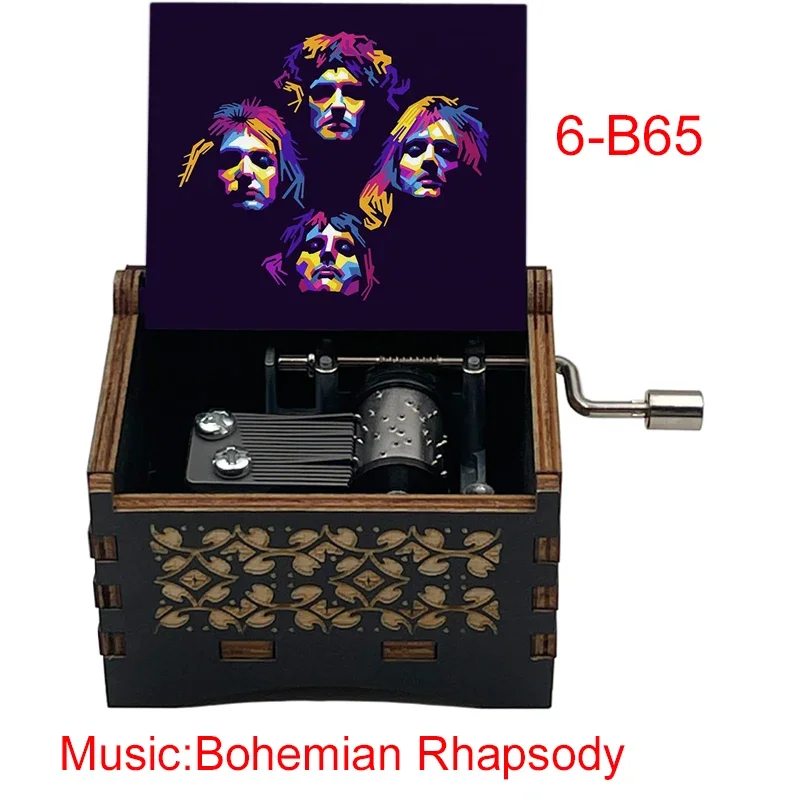 Bohemian Rhapsody Black Music Box Hand-operated Type Metal Movement Study Desk Decorative Ornaments Holiday Gifts