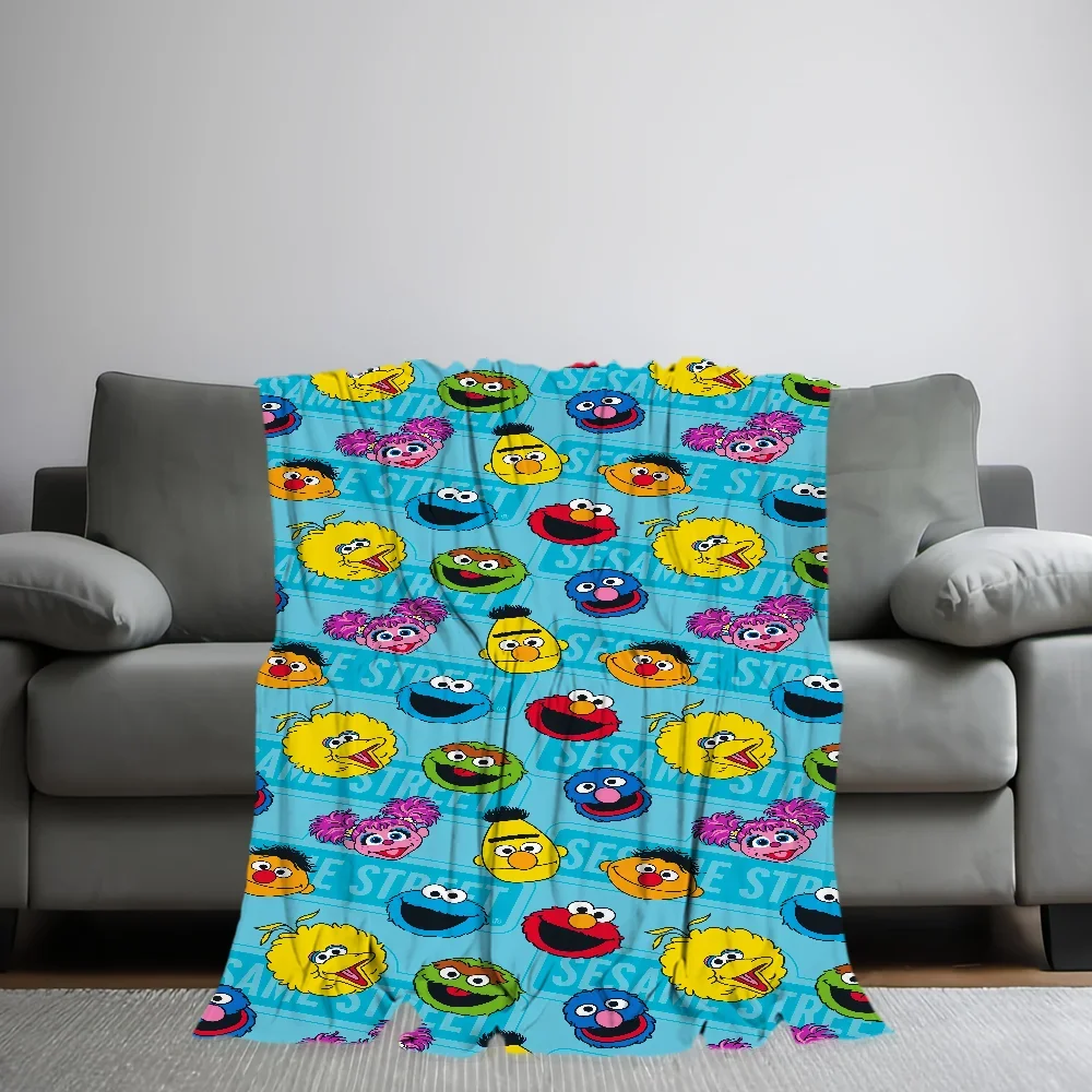 Cartoon S-Sesame Cute S-Street Printed comfortable and sofa living room bedroom Plush blanket suitable for home travel and gifts 2