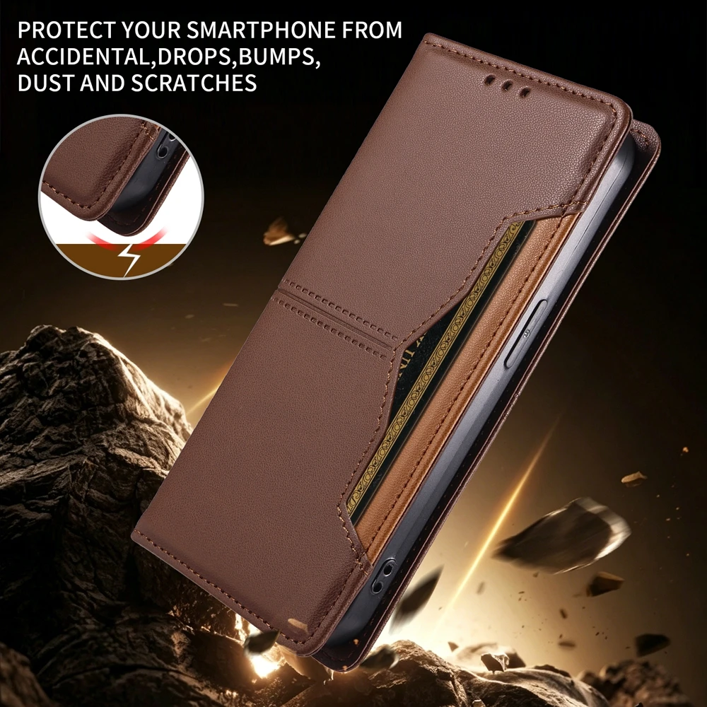 Premium Magnetic Leather Wallet Case with Magnetic Closure