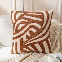 Juste de coussin rétro pour canapé, taie d'oreiller, marron, plante, avoine, crème légère, luxe, salon, tête de lit, Premium 6