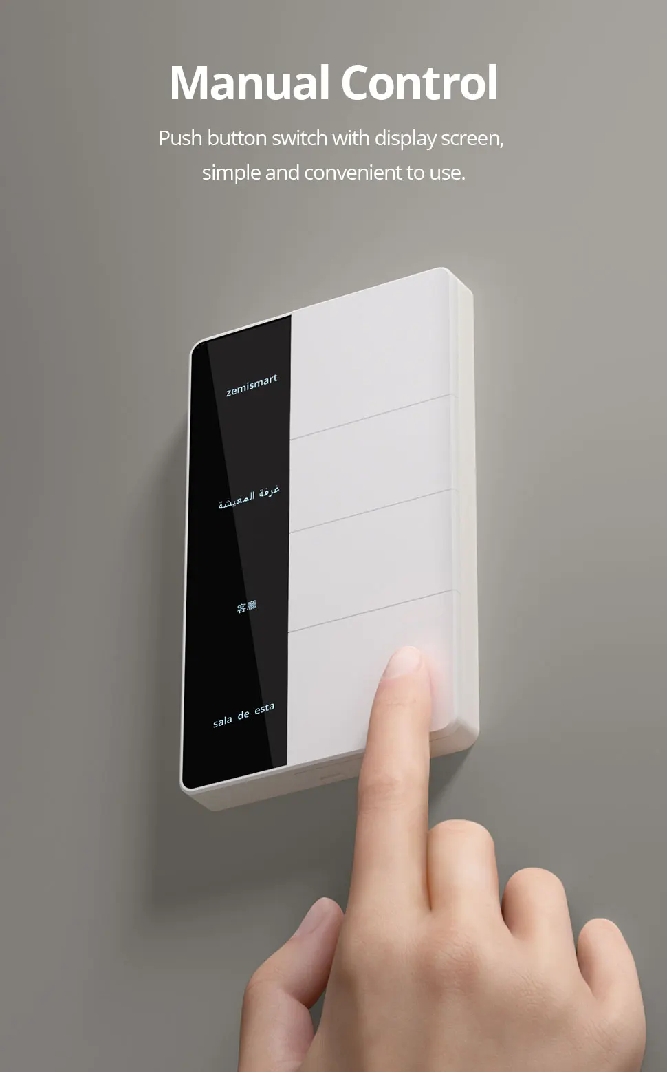 Zemismart Zigbee DIY Name Switch with Display Screen Panel Big Push Button Wall