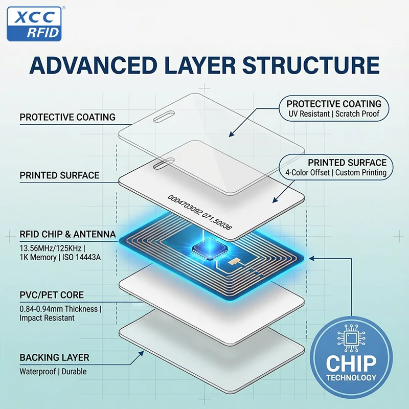 ISSI 4439 1.8mm 두께 RFID 카드 13.56MHz ISO 14443A 백색 PVC 근접 접근 제어 카드 (도어용) 1K 메모리