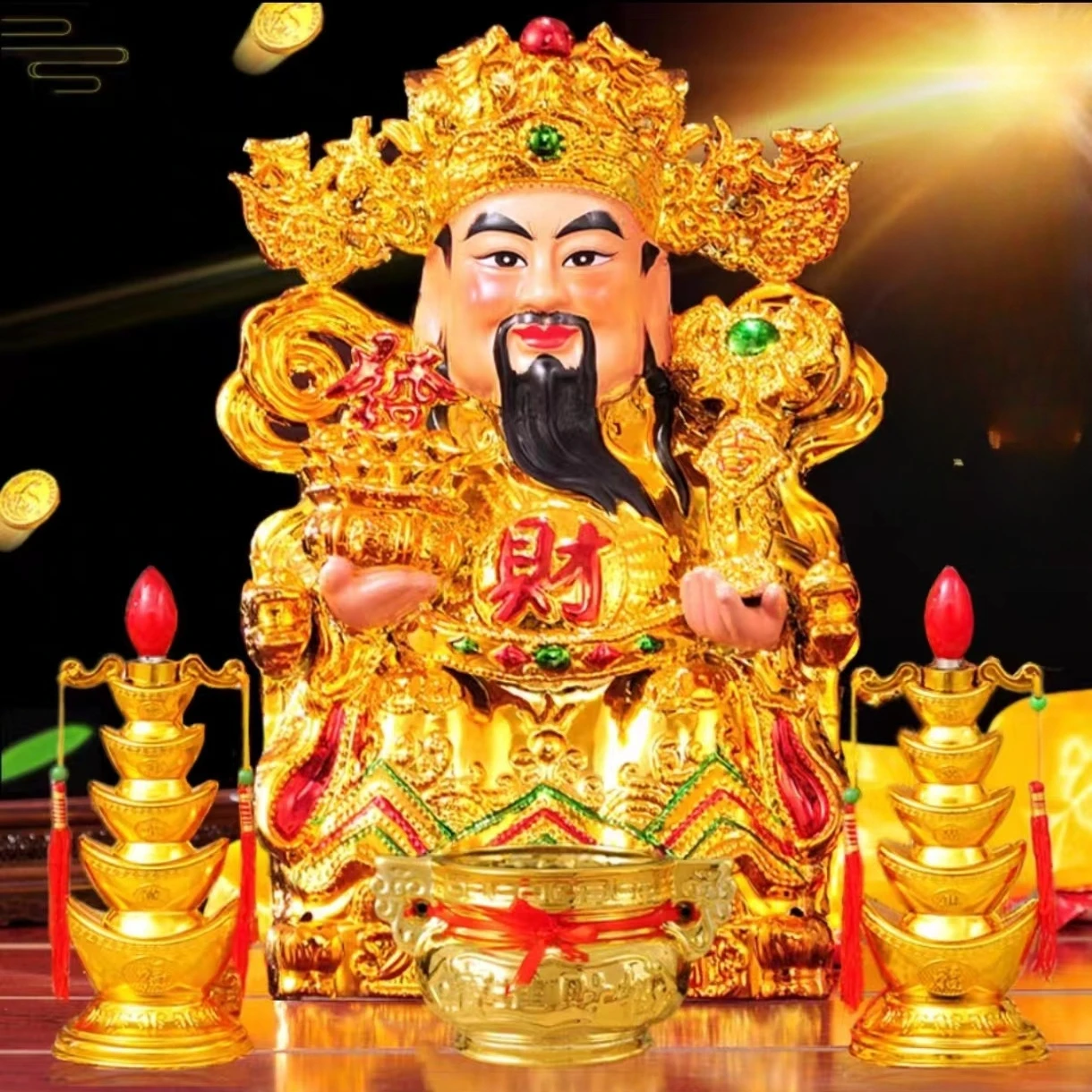 

Украшение Бога богатства для дома и офиса, Wencai Shenwu, керамическое украшение Guan Gong, украшение компании