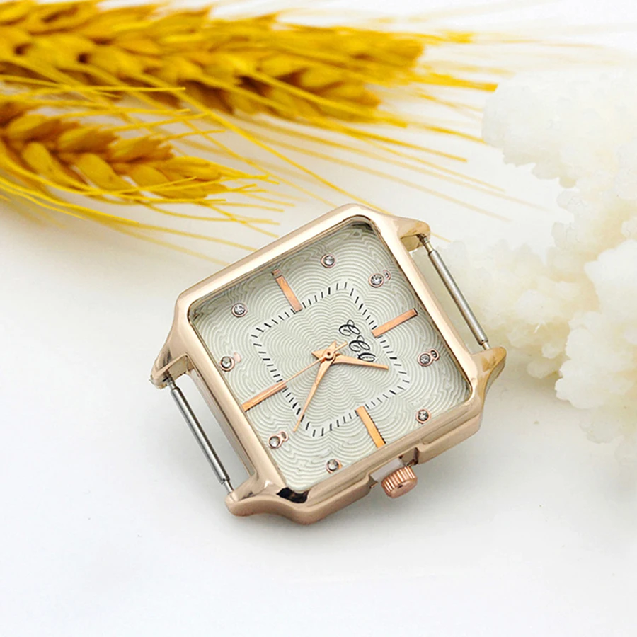 Shsby Diy Personality Square Watch Header Rose Gold Diamond Surface Watch Head Accessories 16mm