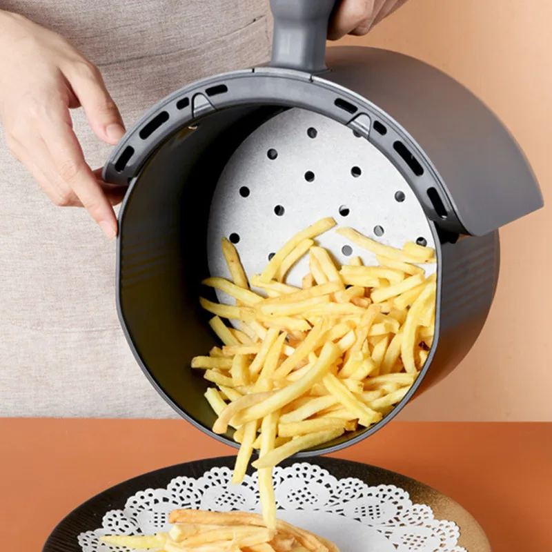 100Pc Air Fryer Paper Disposable Baking Paper Wood Pulp Steamer Liners oil-Absorbing Parchment for Air Fryer Kitchen Accessories