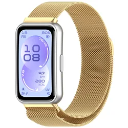 Premium Metal Strap - Smart Milanese Magnetic Replacement Watchband - Huawei Band 11 Pro (Gold)