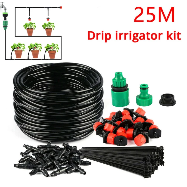 25 Méter Diy Drip Öntözőrendszer Automatikus Öntözési Rendszer Készlet Kert Kerti Tömlő Mikrocsepp -Öntözőkészletek Állítható Csepegtető