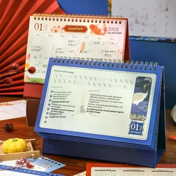 2026 Nuovo calendario da tavolo Retro cinese Calendario da tavolo di grandi dimensioni Lista annuale delle cose da fare Calendario mensile giornaliero Pianificatore Gestione del tempo