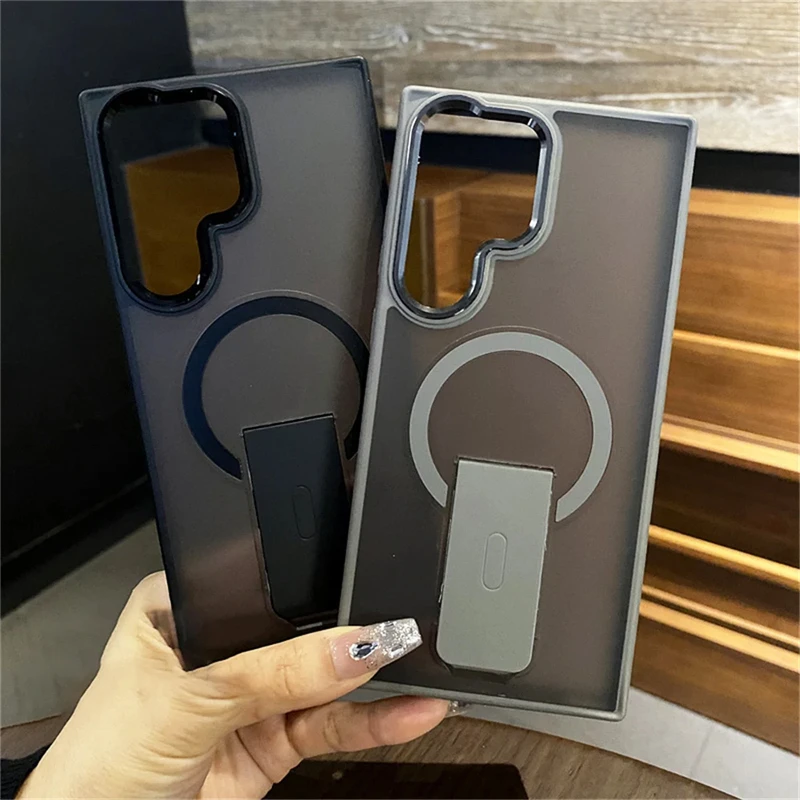 Premium Magnetic Wireless Charging Stand with Shockproof Matte Clear Cover
