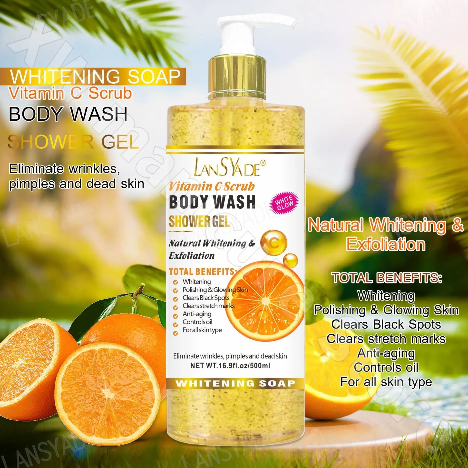Scrub Shower Gel 500ml Silky Skin Rich Foam Refreshing Moisturizing Gentle Cleansing Improves Dullness Long-Lasting Fragrance body wash
