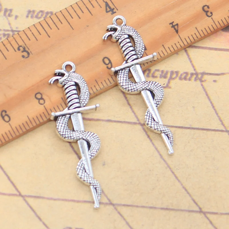 20 Stück Charms Schlangenschwert 39x13mm Antik Silber Farbe Anhänger Herstellung DIY handgemachter tibetischer Schmuck