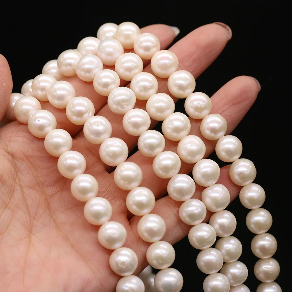 11-12mm Real Natural Freshwater Round Pearl Beads Punch Loose Spacer Beads For Jewelry Making DIY Necklace Earrings Bracelet 15