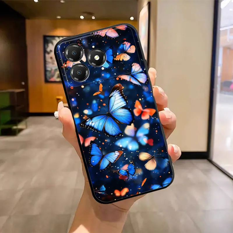 Butterfly Marble Print Silicone Soft Phone Case with Bumper Protection