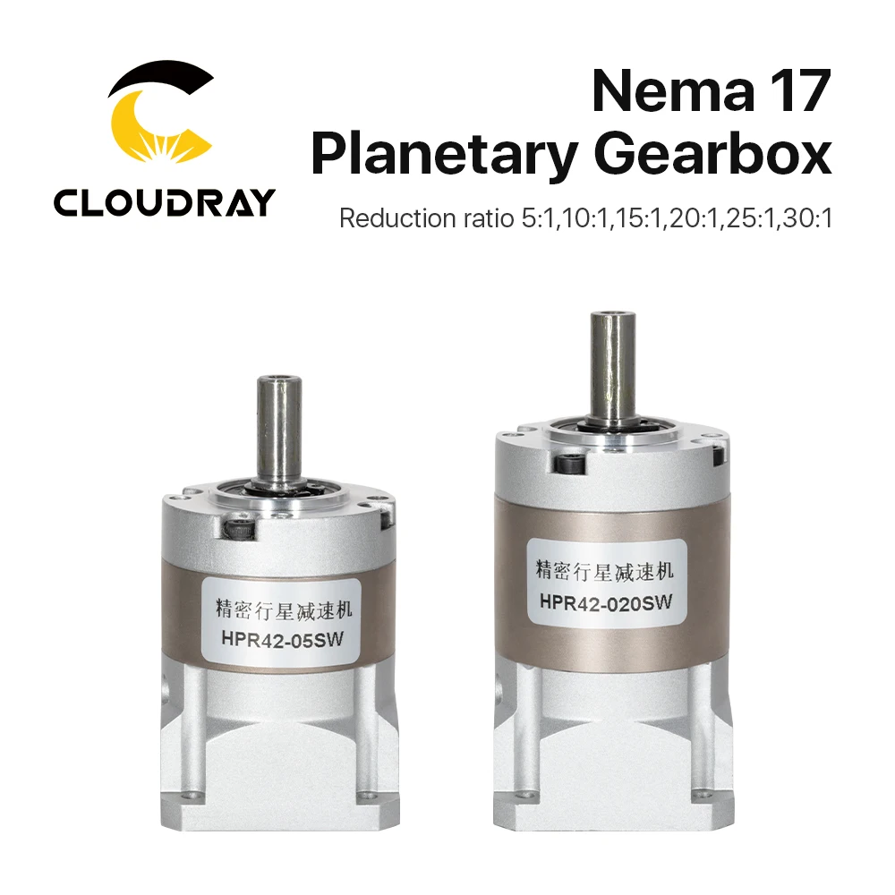 Redutor Planetário de Precisão Cloudray-round Caixa de Velocidades Nema 17 Stepper Caixa de Velocidades Padrão com Entrada 5:1 10:1 20:1 25: 15 mm