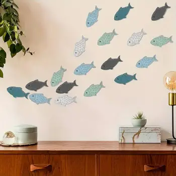 20pcs Wooden Fish Wall Decor Set 1