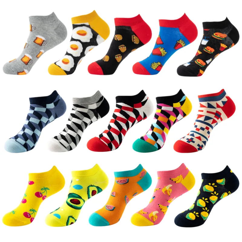 Paris Fruit Print No Show Socks 1/5 Men Women Summer Anti-Slip Invisible Socks Damen Herren Calcetines Sokken Comfort Ankle