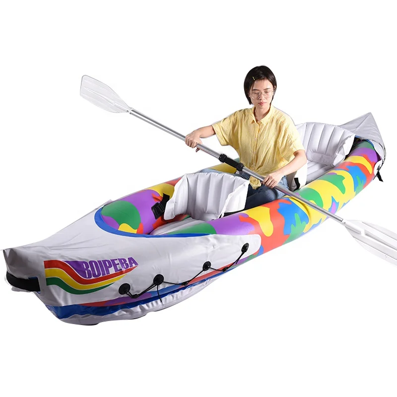 Canadian 3-Person 4m Inflatable Kayak PC Material Rowing Boat Paddle Fishing Pedals Surfing Camping Rafting