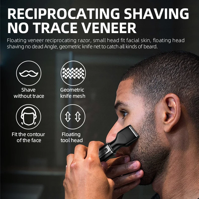 Kemei 4 in 1 Electric Trimmer Set Rechargeable Nose Hair Ear Eyebrow Trimmer for Men Beard Cleaner Grooming Tool