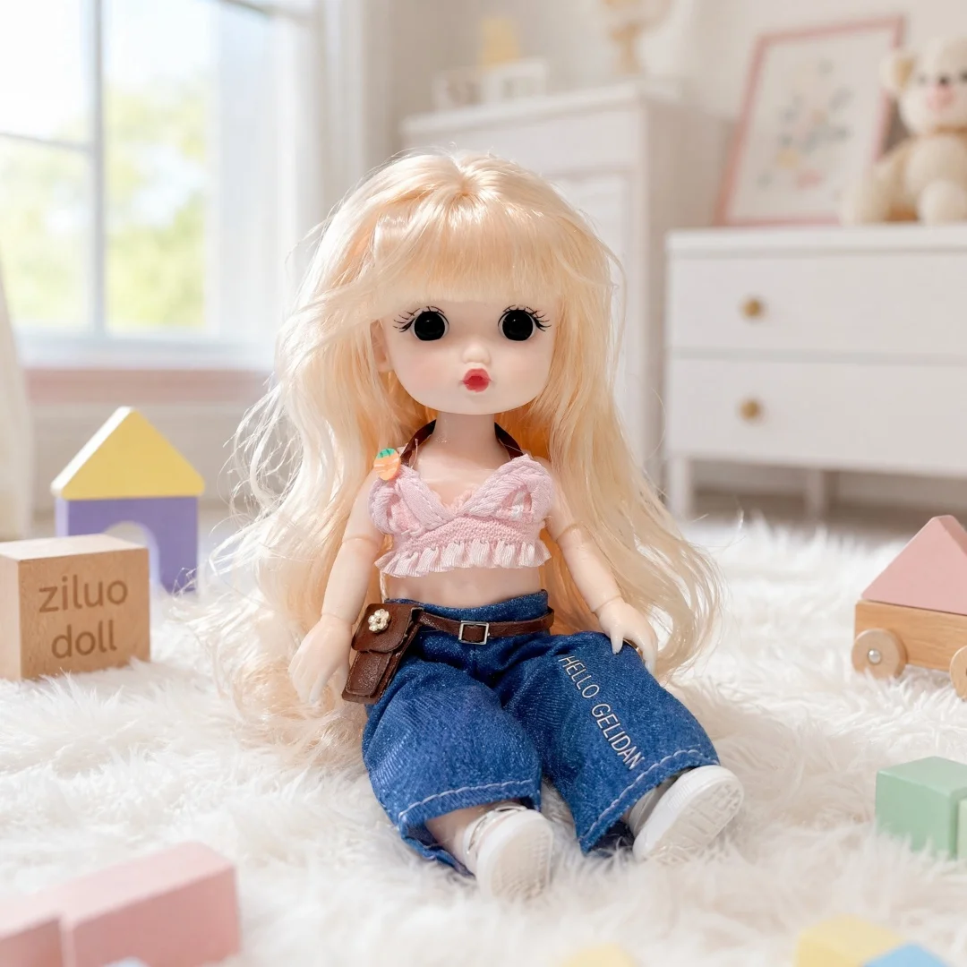 1/12 15-17cm BJD Dolls Cute Princess Dress Up Doll 13 Movable Joint 3D Eyes Toy Kids Doll Toys for Girls Birthday Xmas Gifts - 2