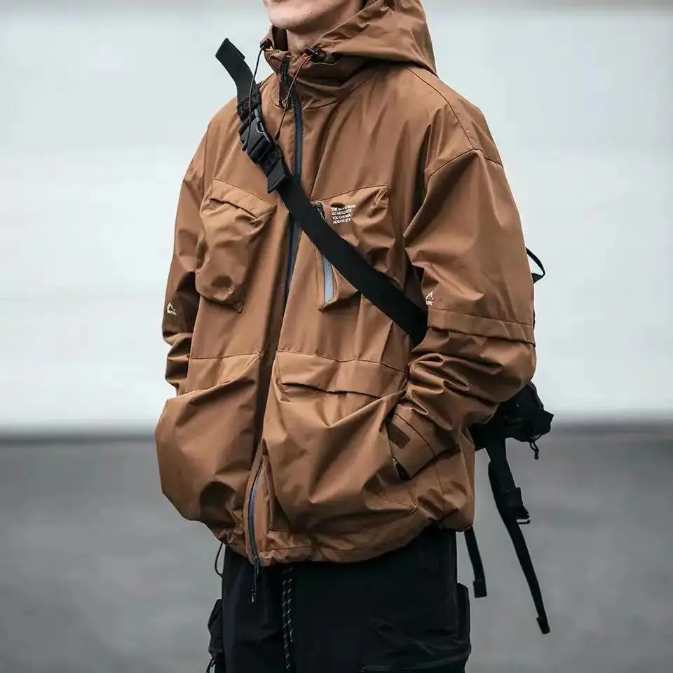 

ARENS High Quality Waterproof Hooded Windbreaker Men Clothing Outdoor Streetwear Jackets Loose Functional Work Coat Harajuku