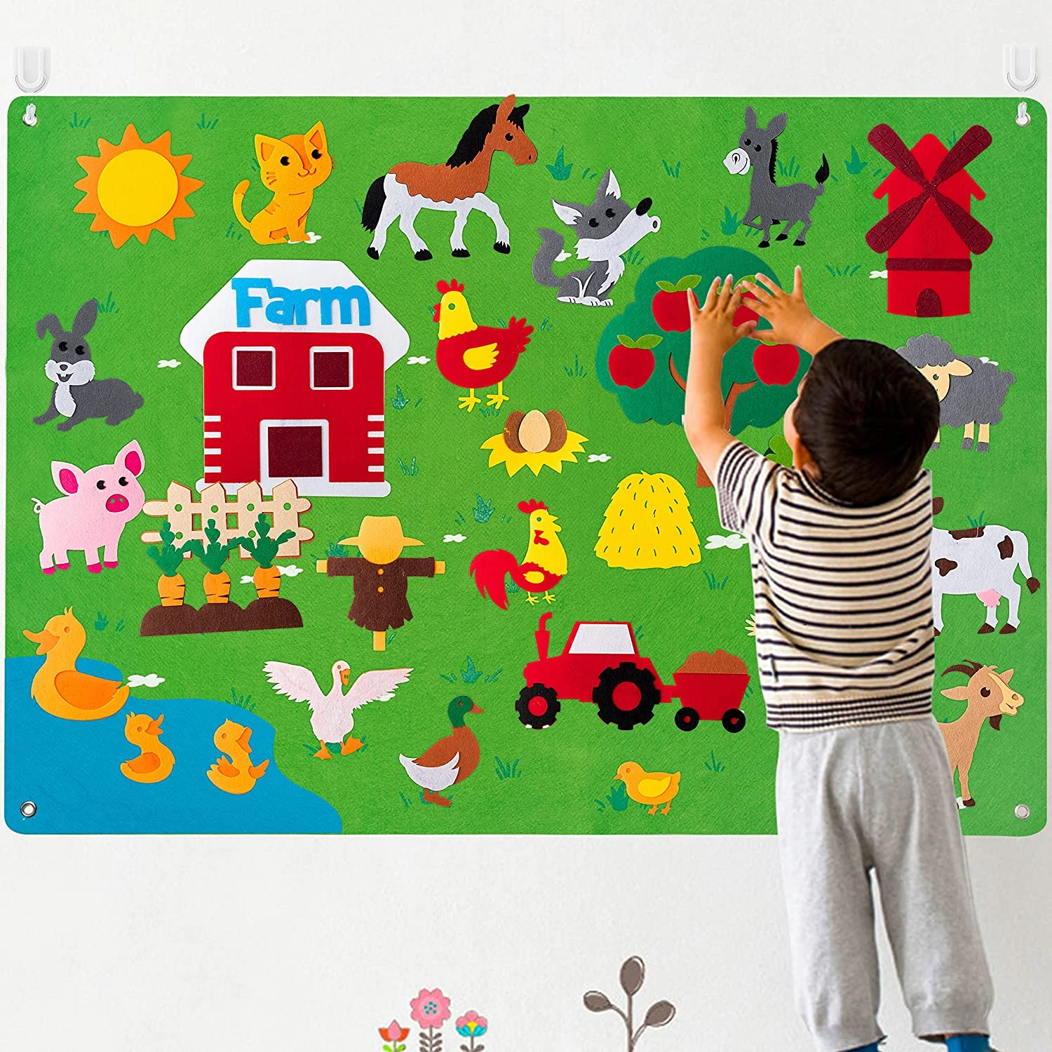 Diy Voelde Board Speelgoed Peuter Montessori Verhaal Board Boerderij Dieren Cartoon Patroon Wanddecoratie Vroeg Leren Speelgoed| | - AliExpress