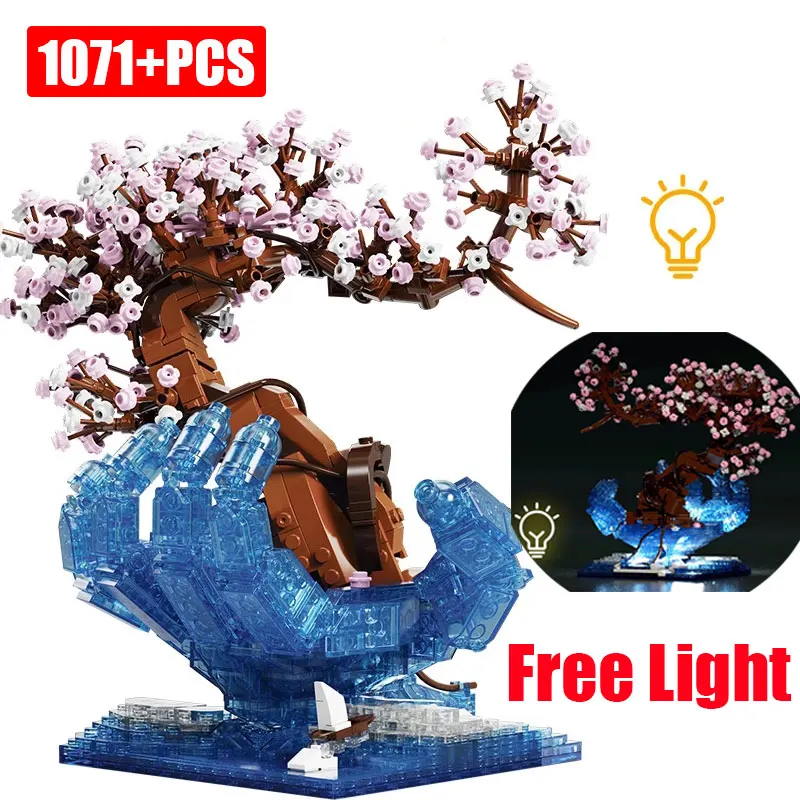 Creator Light Bonsai Tree Building Blocks Palm Flower Cherry Blossom Plant City Street View Bricks Ornaments Toys For Kids Gifts |