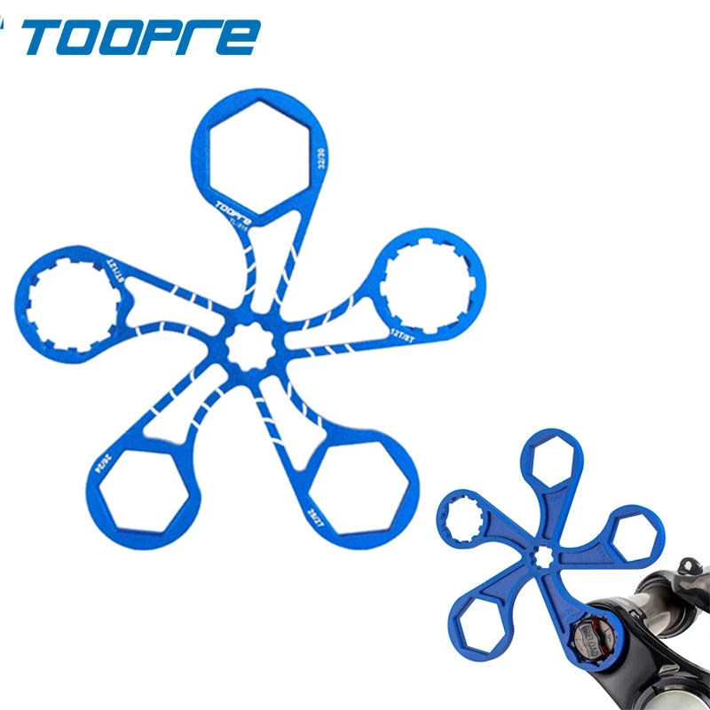 

TOOPRE MTB Suspension Front Fork Wrench Bicycle Fork Removal Tools 8T/12T 24/26mm Crank Cap Wrench Cycling Accessories